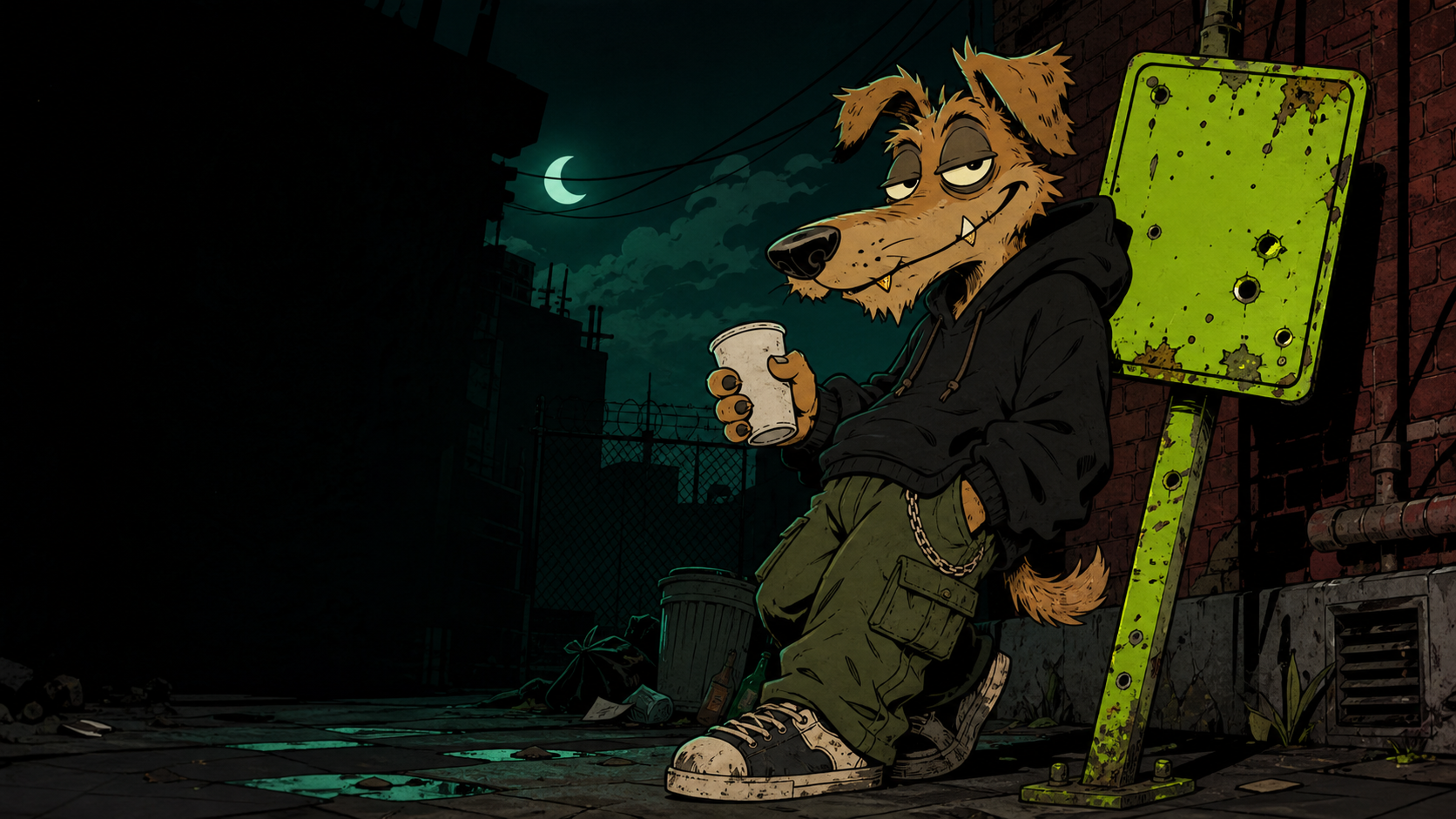 Rex in his moonlit alley